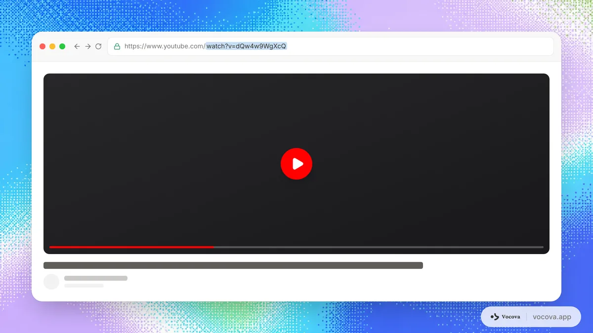 Barra de direcciones del navegador en una página de YouTube con la URL del video resaltada para copiar